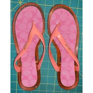 New - Women’s Coach Nisa Pink Lemonade Jelly Sandals Size 9
